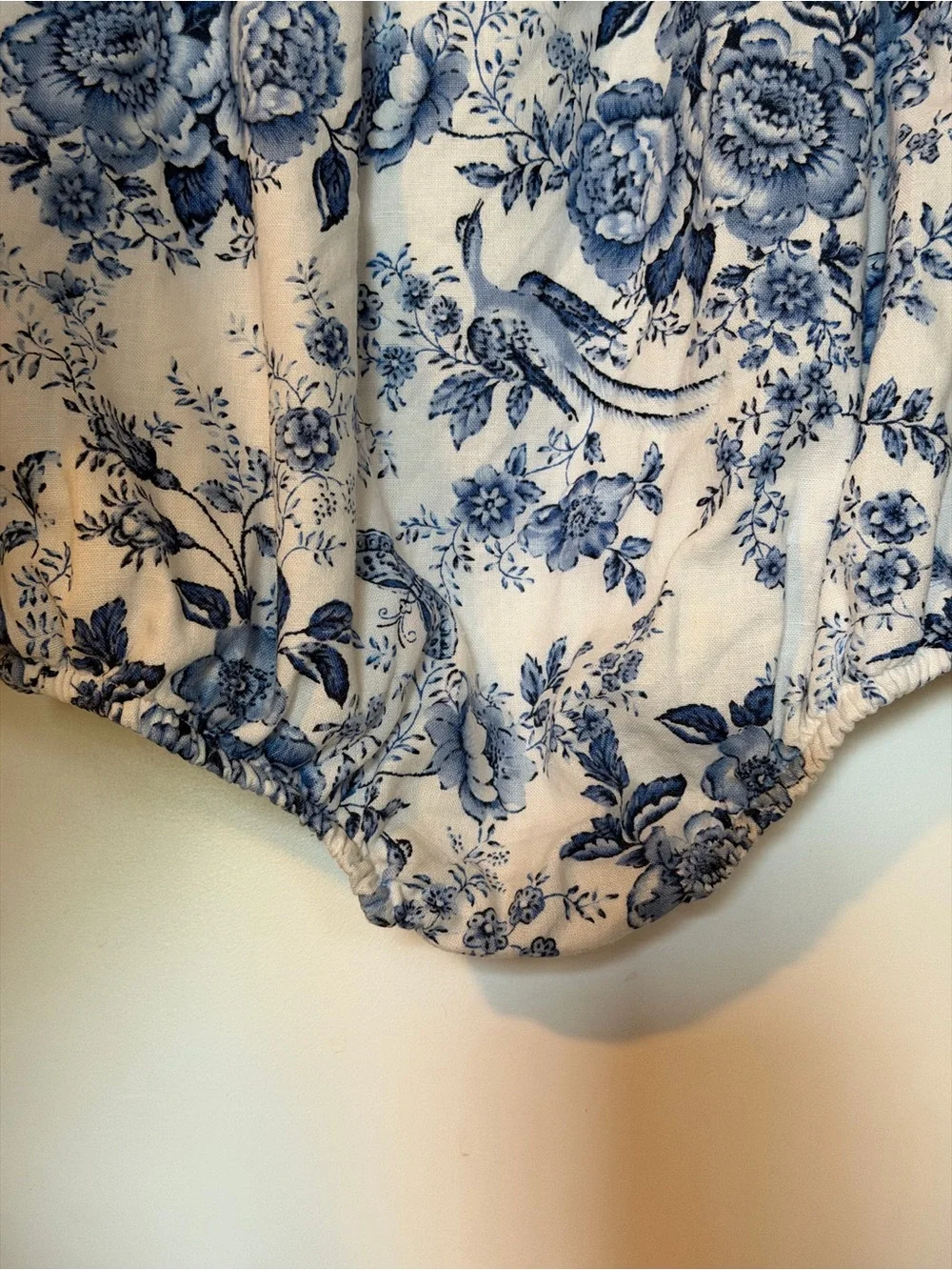 Ralph Lauren White & Blue Smocked Bubble Romper - 24M
